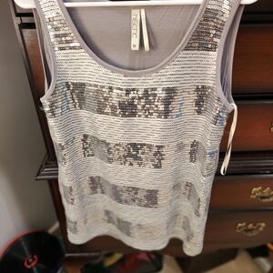 H&M Shimmering Silver Sequin Tank Top